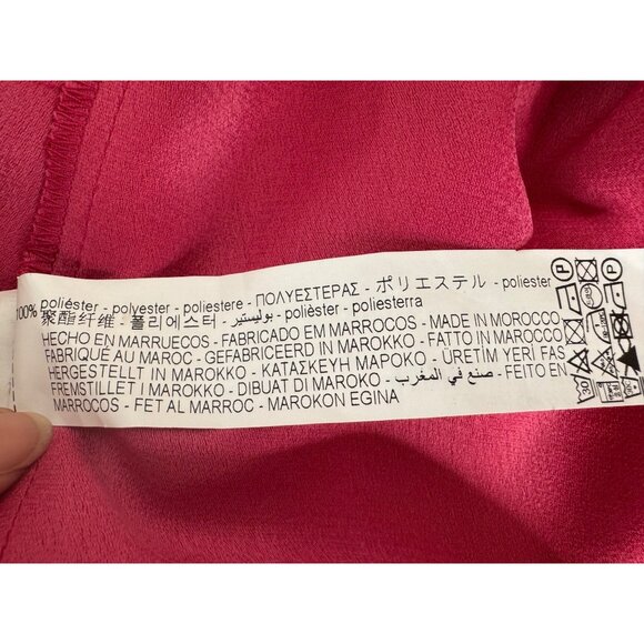 NWOT ZARA M Vintage-Inspired Fuchsia Dress Button Front & Long Sleeves - Picture 5 of 13